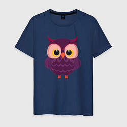 Мужская футболка Сиреневая сова с большими глазами
