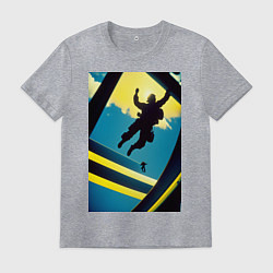 Футболка хлопковая мужская Два парашютиста, цвет: меланж