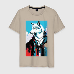 Мужская футболка Крутой городской волчара - нейросеть