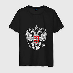 Мужская футболка Герб России серебро