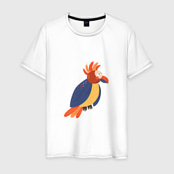 Футболка хлопковая мужская Веселый попугай, цвет: белый