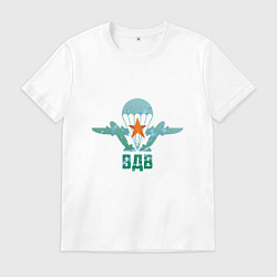 Футболка хлопковая мужская ВДВ десантура, цвет: белый