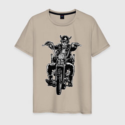 Мужская футболка Skull biker with beer