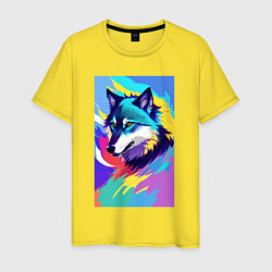 Мужская футболка Wolf - pop art - neural network