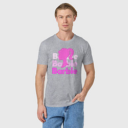 Футболка хлопковая мужская Логотип Барби объемный, цвет: меланж — фото 2