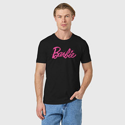 Футболка хлопковая мужская Блестящий логотип Барби, цвет: черный — фото 2