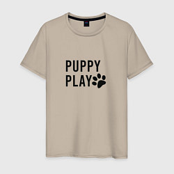 Футболка хлопковая мужская Puppy Play, цвет: миндальный