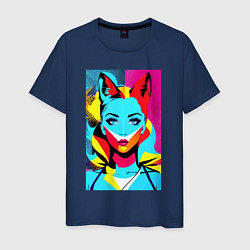 Мужская футболка Fox girl - pop art - neural network