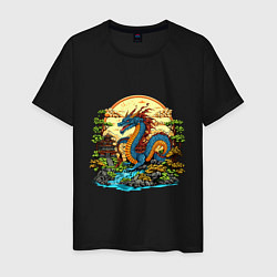 Мужская футболка Синий дракон у реки