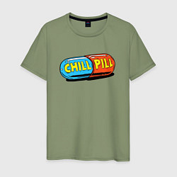 Футболка хлопковая мужская Chill pill, цвет: авокадо