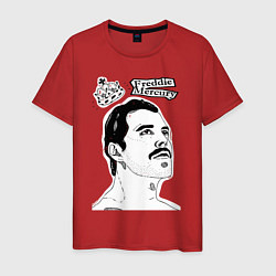 Футболка хлопковая мужская Freddie Mercury head, цвет: красный