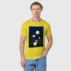 Футболка хлопковая мужская Олень под луной, цвет: желтый — фото 2