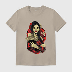 Мужская футболка Гейша с веером