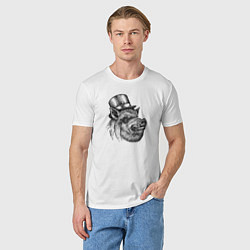 Футболка хлопковая мужская Свинья буржуй, цвет: белый — фото 2