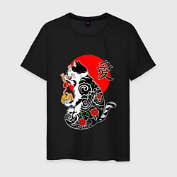 Мужская футболка Котик - якудза и иероглиф