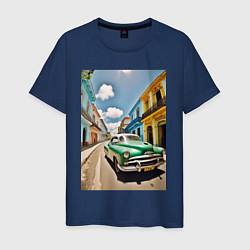 Футболка хлопковая мужская Кубинская улица, цвет: тёмно-синий
