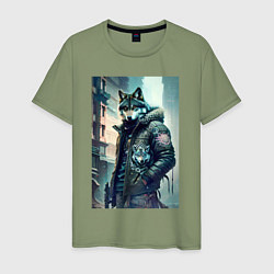 Мужская футболка Cool wolf - cyberpunk