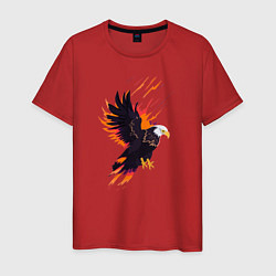 Футболка хлопковая мужская Орел парящая птица абстракция, цвет: красный