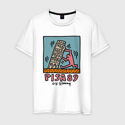 Мужская футболка Поп арт Кит Харинг - Пизанская башня