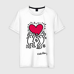Мужская футболка Человечки с сердцем - поп арт Кит Харинг
