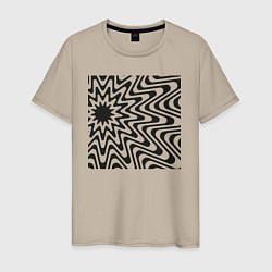 Мужская футболка Иллюзия черных линий - волнистые полосы