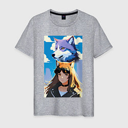 Мужская футболка Девочка и волк - аниме