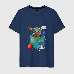 Мужская футболка Кот космонавт в кармане
