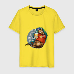Мужская футболка Бенгальский кот киноман с попкорном