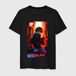 Мужская футболка Roblox fire background