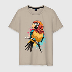 Мужская футболка Акварельный попугай