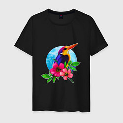 Мужская футболка Тропическая птица в цветах