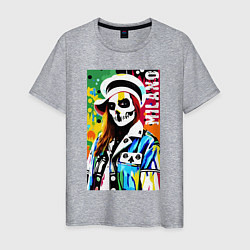 Футболка хлопковая мужская Skeleton fashionista - Milano - pop art, цвет: меланж