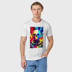 Футболка хлопковая мужская Pop art skull, цвет: белый — фото 2