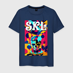 Мужская футболка Funny skull - pop art - neural network