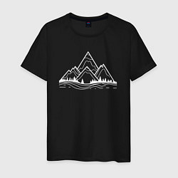 Футболка хлопковая мужская Лес и горы, цвет: черный