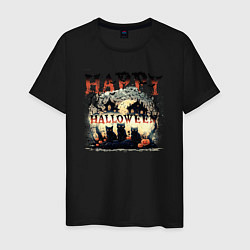 Мужская футболка Черные коты на хэллоуин
