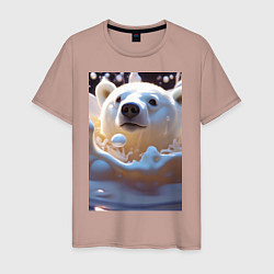 Мужская футболка Белый медведь в молоке