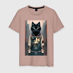 Мужская футболка Уличный котяра в модном прикиде