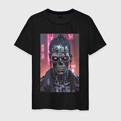 Мужская футболка Зомби зловещий скелет киберпанк
