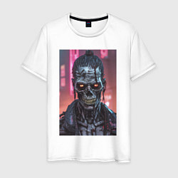 Мужская футболка Зомби зловещий скелет киберпанк