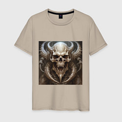 Мужская футболка Череп скелет чудовища с рогами