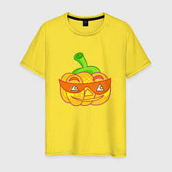 Мужская футболка Веселая тыква в очках: для вечеринки на Хэллоуин