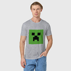 Футболка хлопковая мужская Minecraft creeper face, цвет: меланж — фото 2