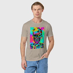 Футболка хлопковая мужская Cool skull - pop art - vogue, цвет: миндальный — фото 2