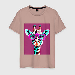 Мужская футболка Жирафа в розовых очках