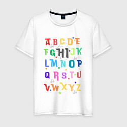Мужская футболка Английский алфавит в радужном цвете