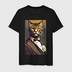 Мужская футболка Крутой котяра - джентльмен - нейросеть