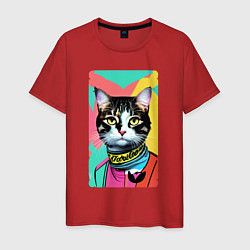 Мужская футболка Pop art cat - neural network