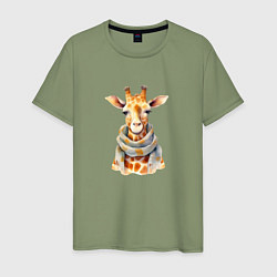 Мужская футболка Жираф в шарфе