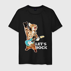 Мужская футболка Let s rock Котик рокер